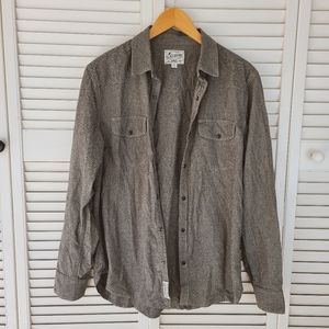 Lucky Brand Textured Gray Button Up Shirt Size M